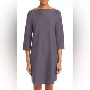 Eileen Fisher Blue Stretch Crepe Shift Dress - Size L